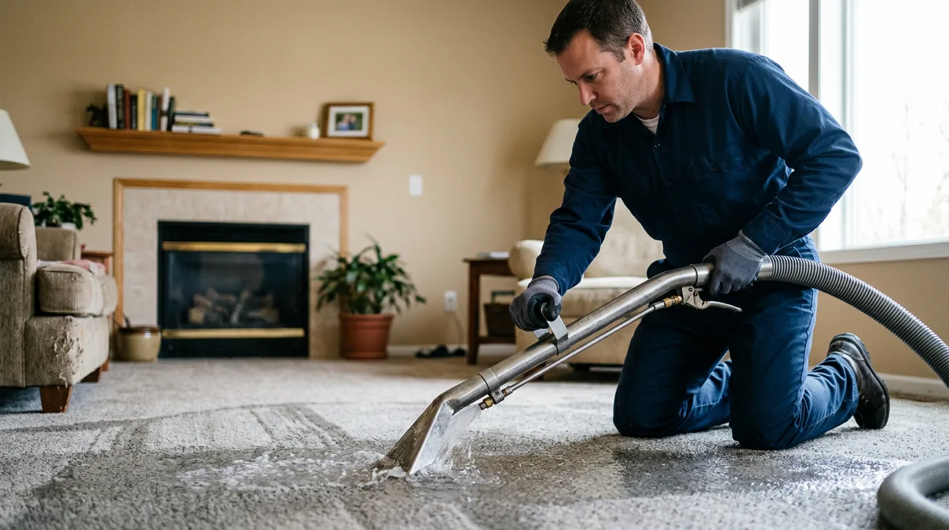 Water damage restoration technician working near Mahanoy City, PA